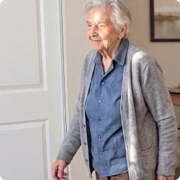Senior woman in Independent Living apt at Fellowship Square community